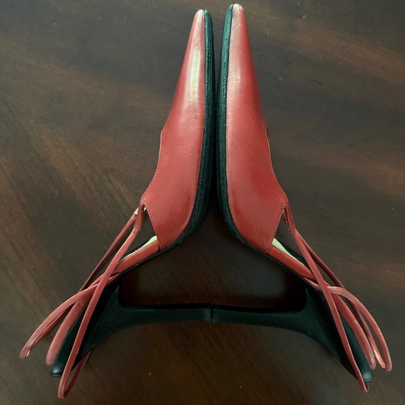 Alain Tondowski Paris Red Pointed Toe Sling Back Heels Size US 9 - Picture 9 of 12